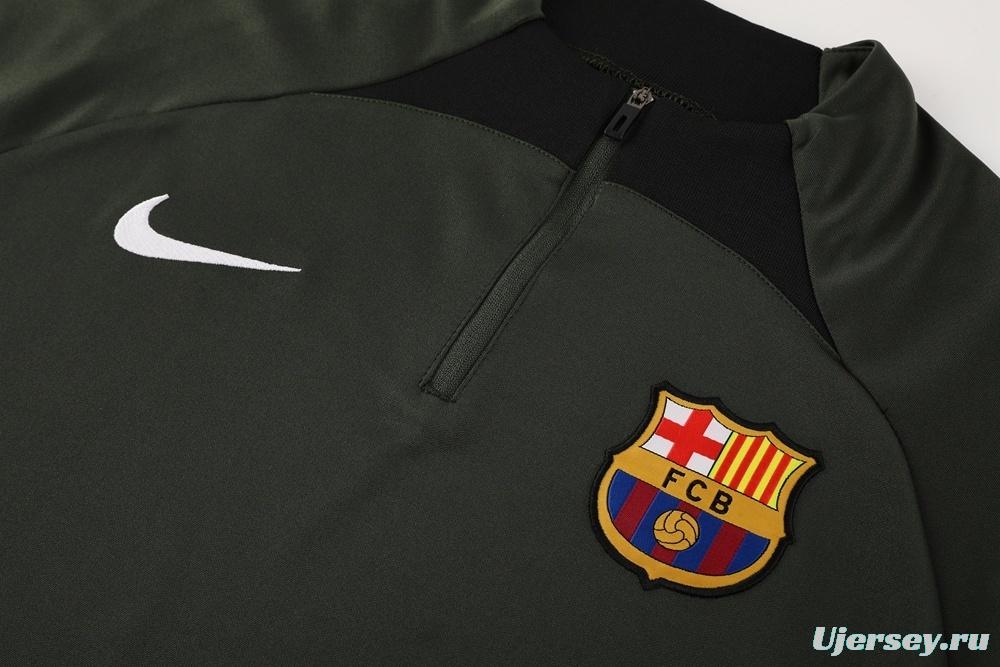 23/24 Barcelona Dark Green S-2XL Half Zipper Jacket+Long Pants