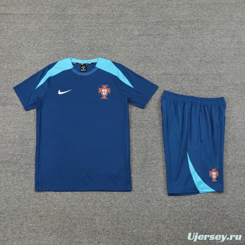 2025 Portugal Royal Blue Short Sleeve+Soccer Shorts
