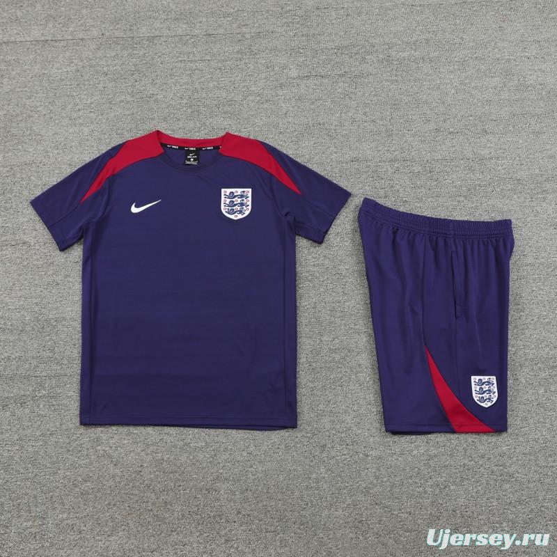2025 England Purple Short Sleeve+Soccer Shorts