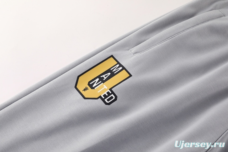 25/26 Manchester United Gray Half Zipper Jacket+Long Pants S-2XL