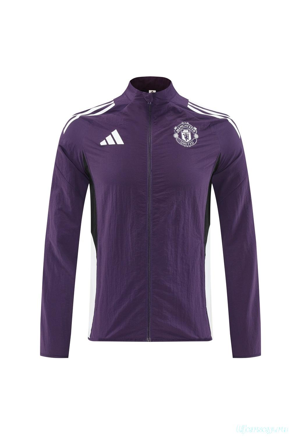 25/26 Manchester United Purple S-2XL Half Zipper Jacket+Long Pants