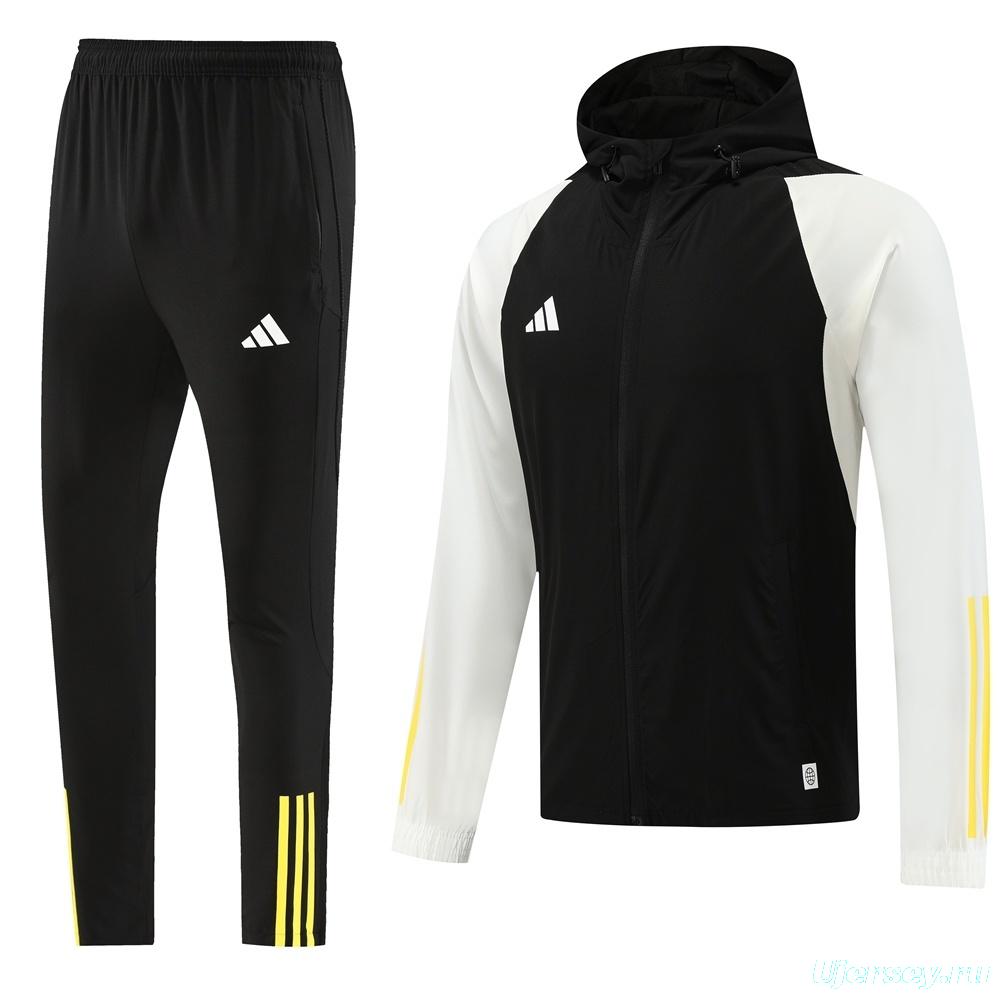 2025 Adidas Black White Half Zipper Jacket+Long Pants S-2XL