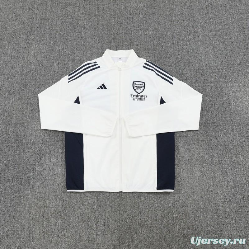 25/26 Arsenal White S-2XL Half Zipper Jacket+Long Pants