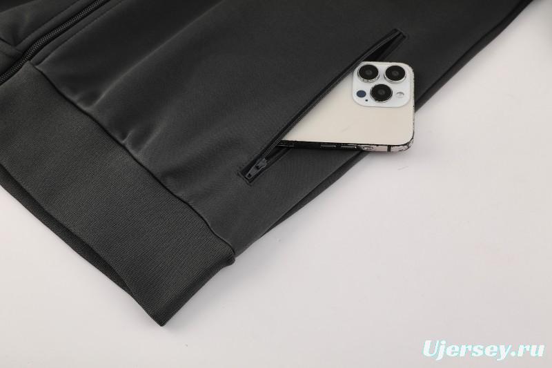 25/26 Manchester United 08 Dark Gray Half Zipper Jacket+Long Pants S-2XL