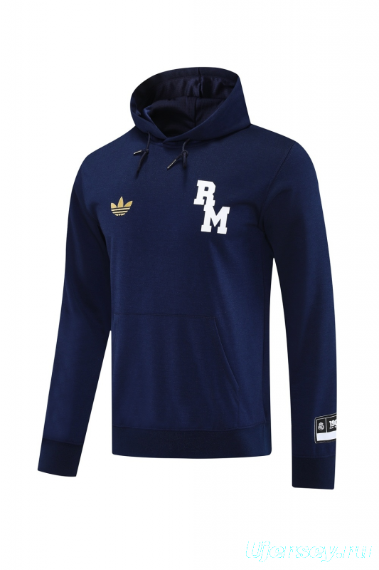 25/26 Real Madrid Royal Blue Half Zipper Jacket+Long Pants S-2XL