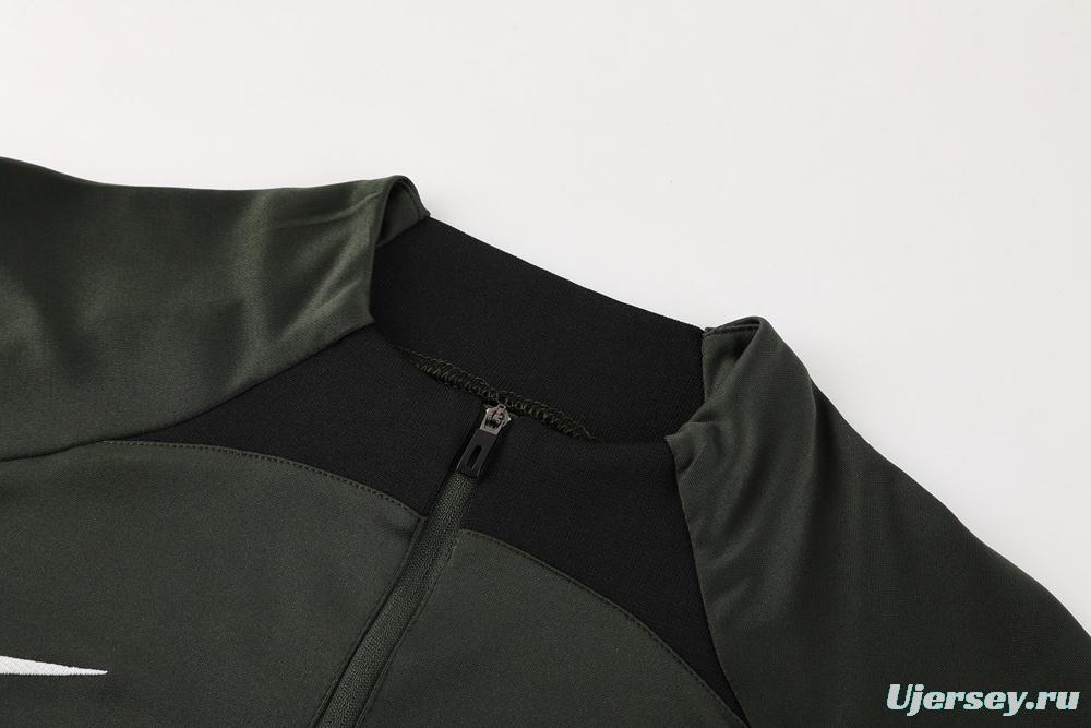 23/24 Barcelona Dark Green S-2XL Half Zipper Jacket+Long Pants