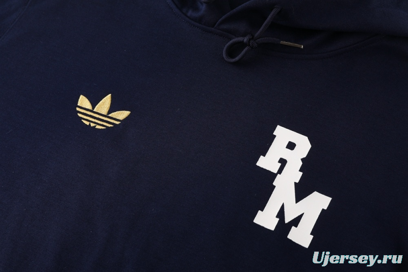 25/26 Real Madrid Royal Blue Half Zipper Jacket+Long Pants S-2XL