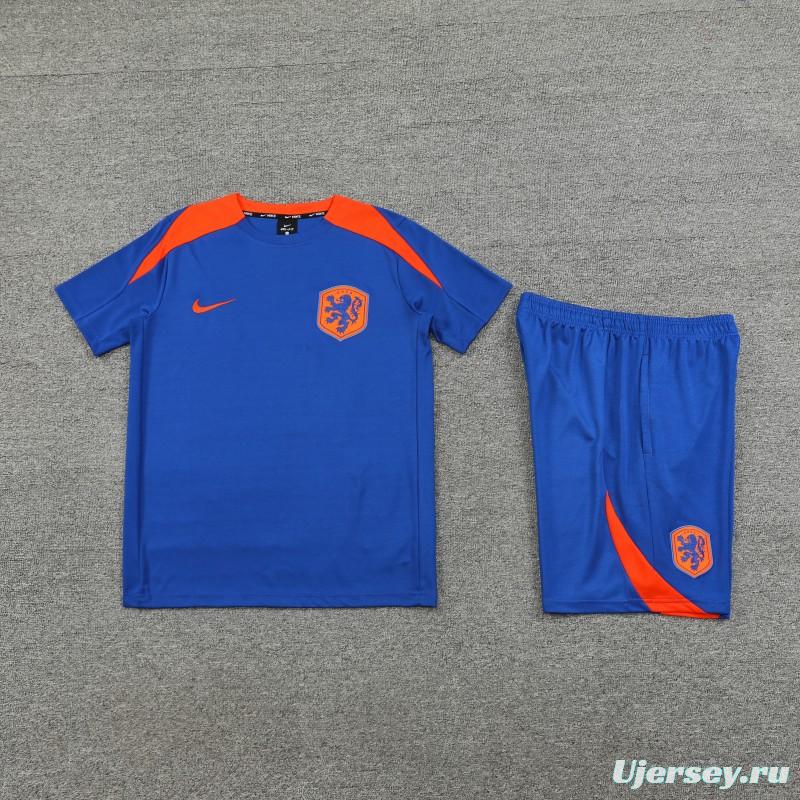 2025 Netherlands Blue Short Sleeve+Soccer Shorts