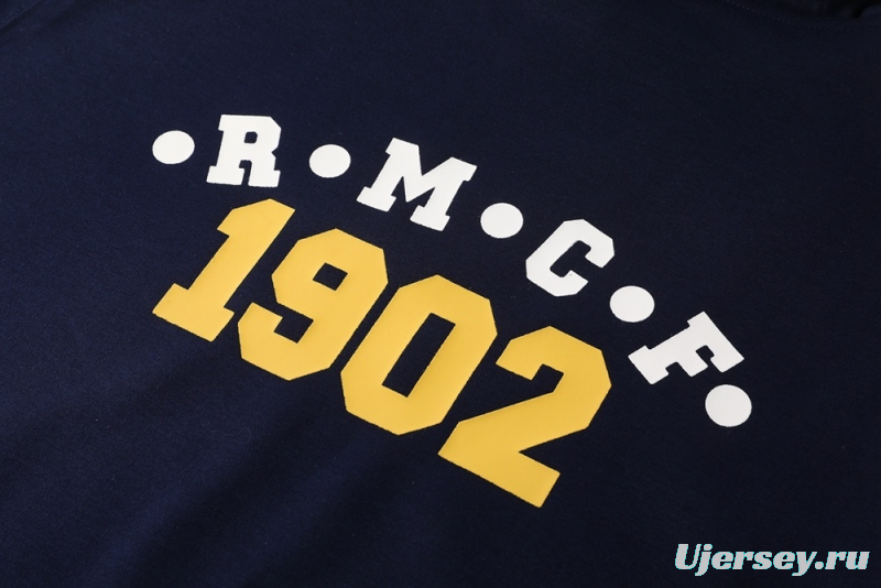 25/26 Real Madrid Royal Blue Half Zipper Jacket+Long Pants S-2XL