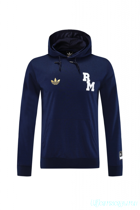 25/26 Real Madrid Royal Blue Half Zipper Jacket+Long Pants S-2XL