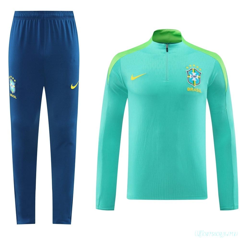 2025 Brazil Lake Green Half Zipper Jacket+Long Pants