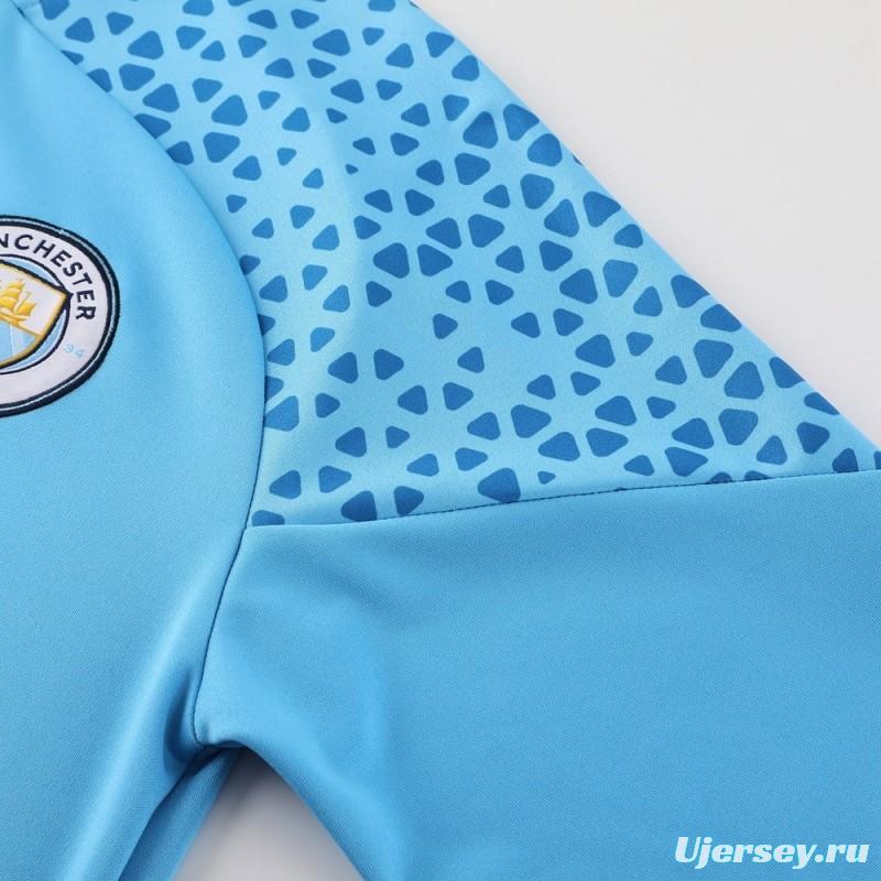 25/26  Manchester City Sky Blue Half Zipper Jacket+Long Pants