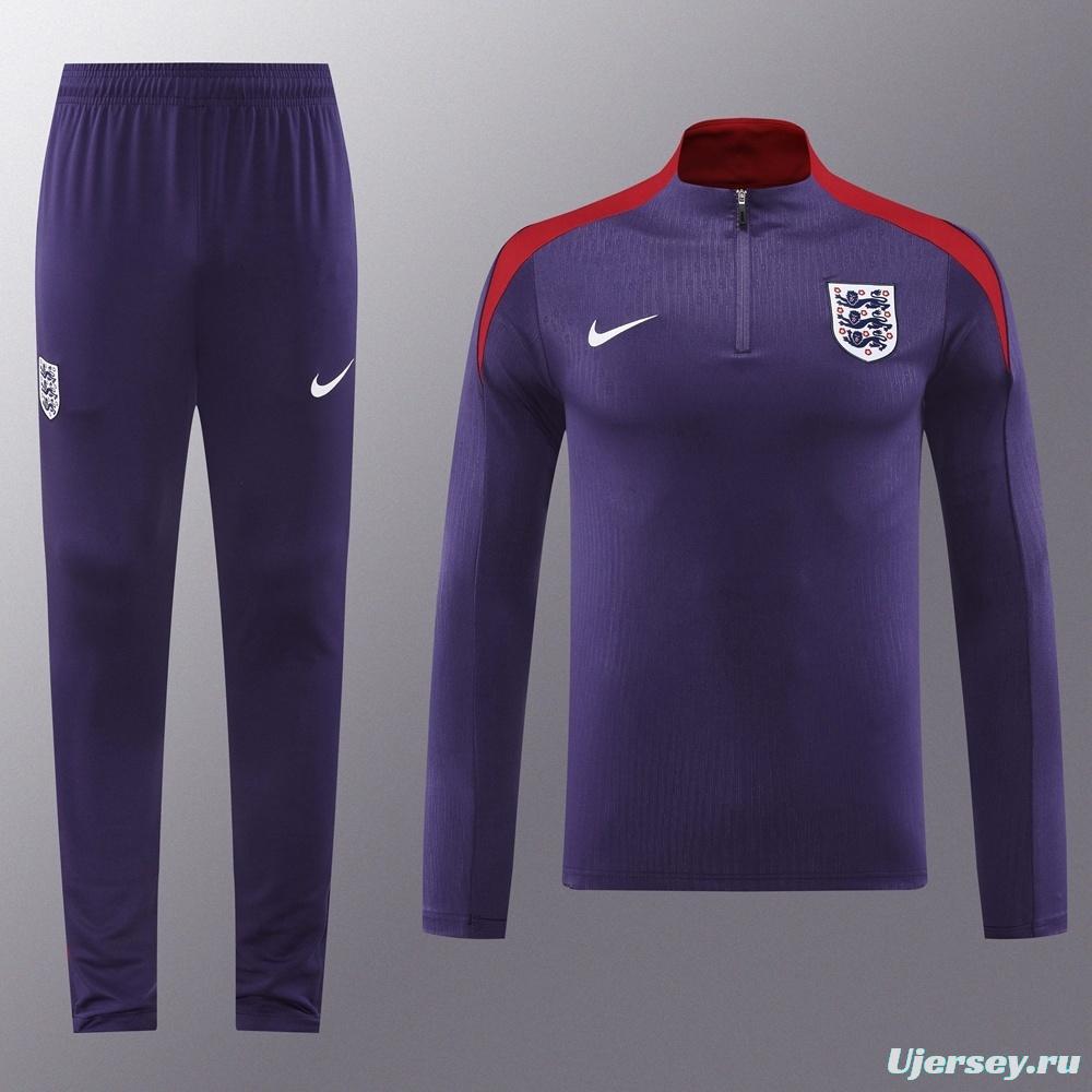 2025 England Purple Half Zipper Jacket+Long Pants