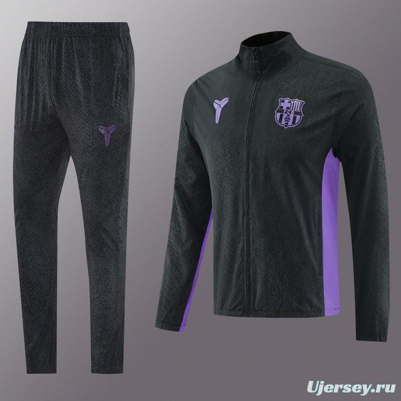 25/26 Barcelona Black S-3XL Half Zipper Jacket+Long Pants