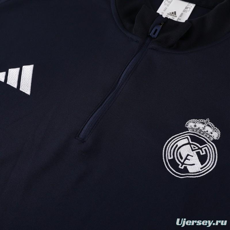 25/26 Real Madrid Royal Blue Half Zipper Jacket+Long Pants