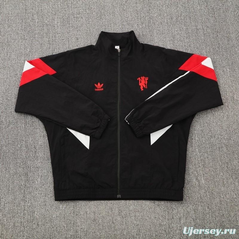 25/26 Manchester United Black Half Zipper Jacket+Long Pants S-3XL