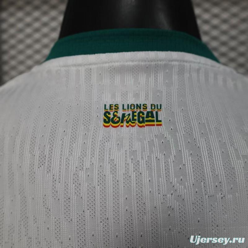 25/26 Player Version  Senegal Away White with African Traditional Pattern Jersey