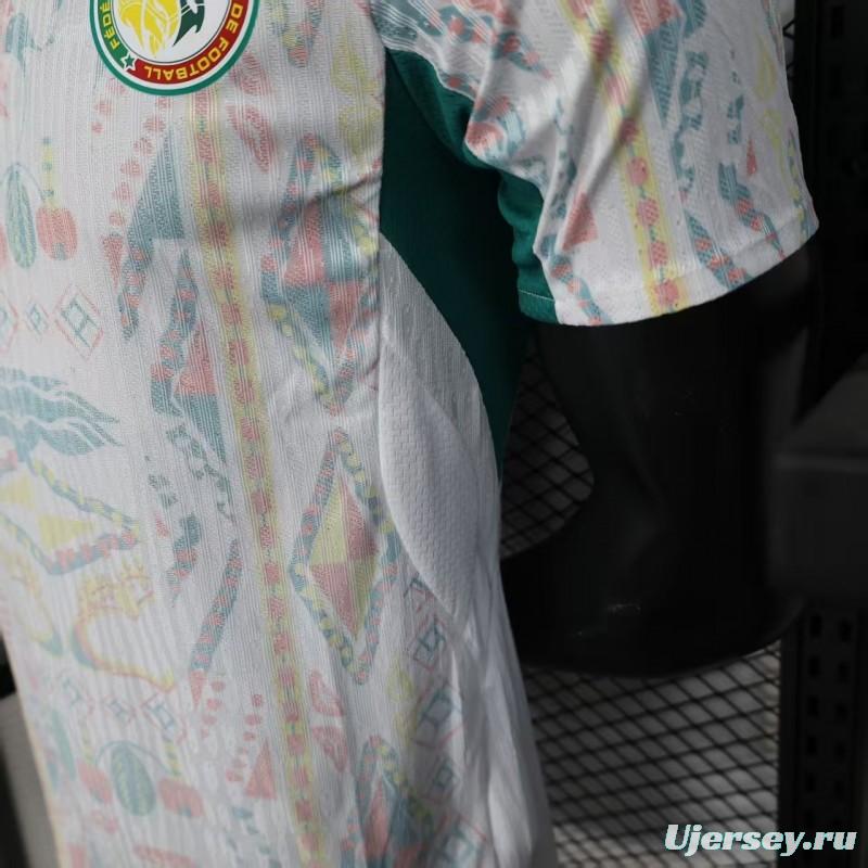 25/26 Player Version  Senegal Away White with African Traditional Pattern Jersey