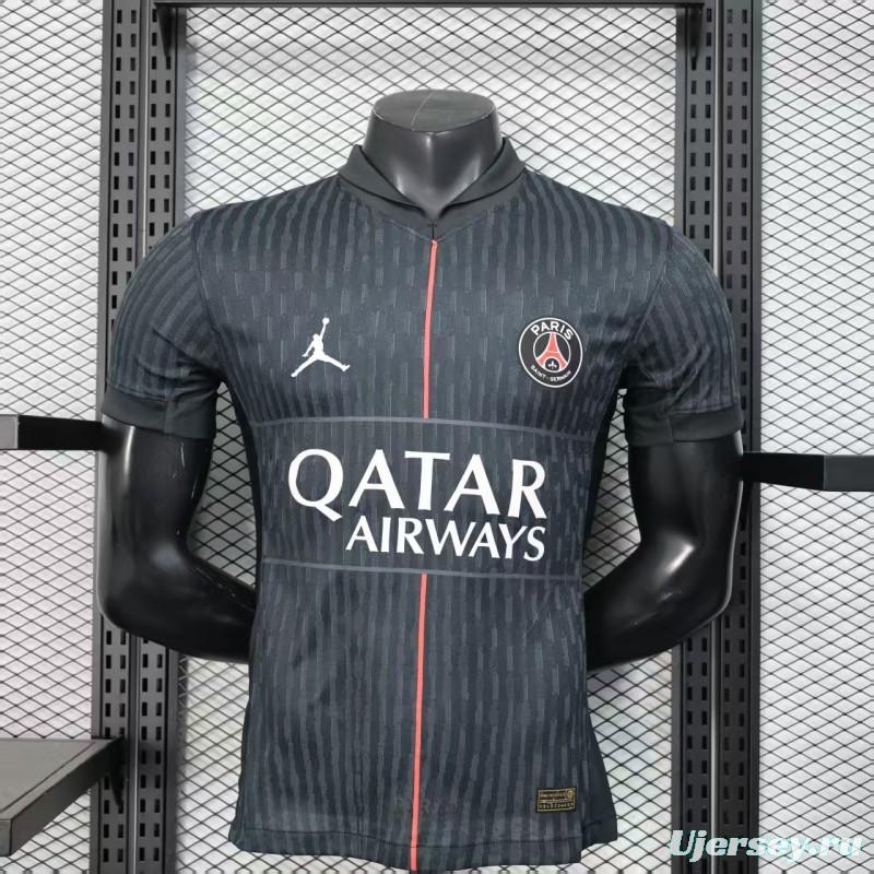 25/26 Player Version  Paris Saint-Germain Away Dark Grey with Vertical Stripe Pattern Jersey