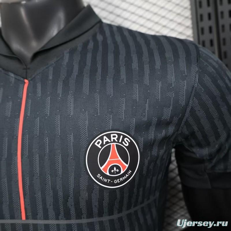 25/26 Player Version  Paris Saint-Germain Away Dark Grey with Vertical Stripe Pattern Jersey