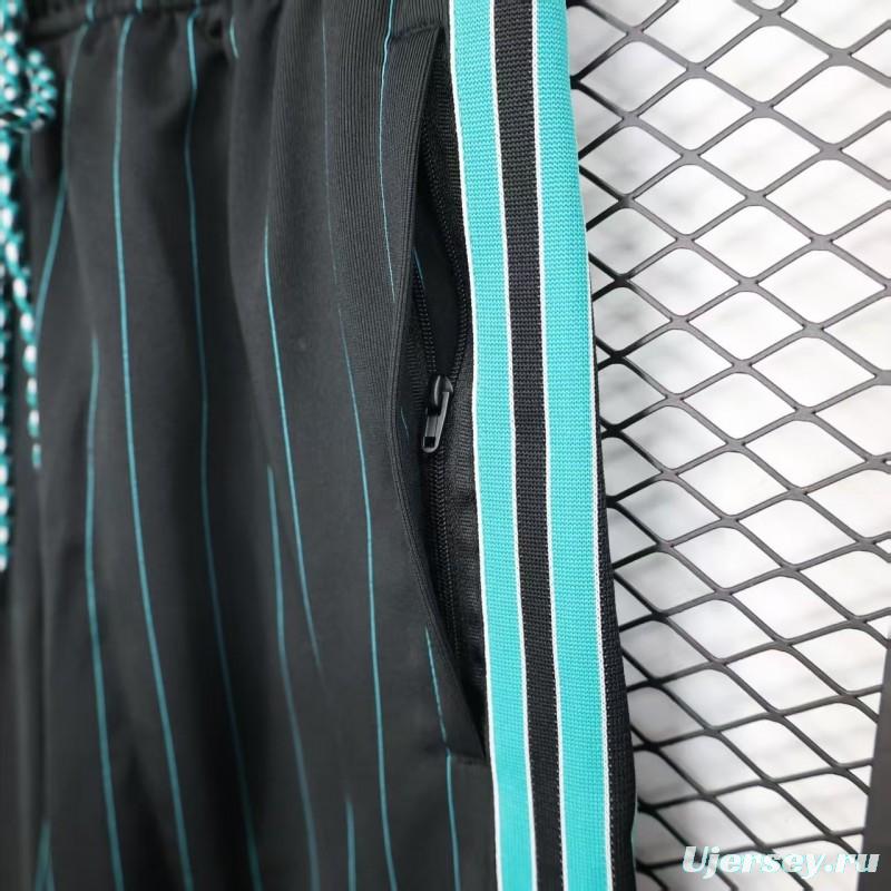 25/26 Liverpool Adidas Original Black with Teal Pinstripes Shorts