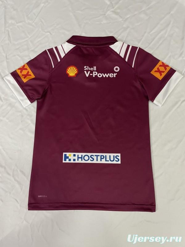 2025 Kids Queensland Maroons Maroon with White Stripes Jersey