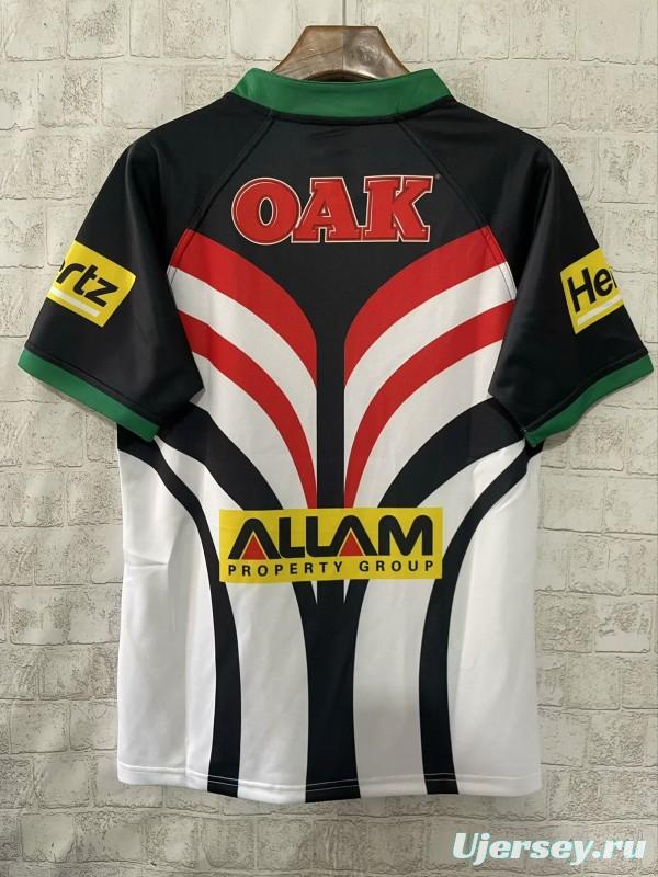 25/26 South Sydney Rabbitohs White with Red, Green and Black Abstract Stripes Jersey