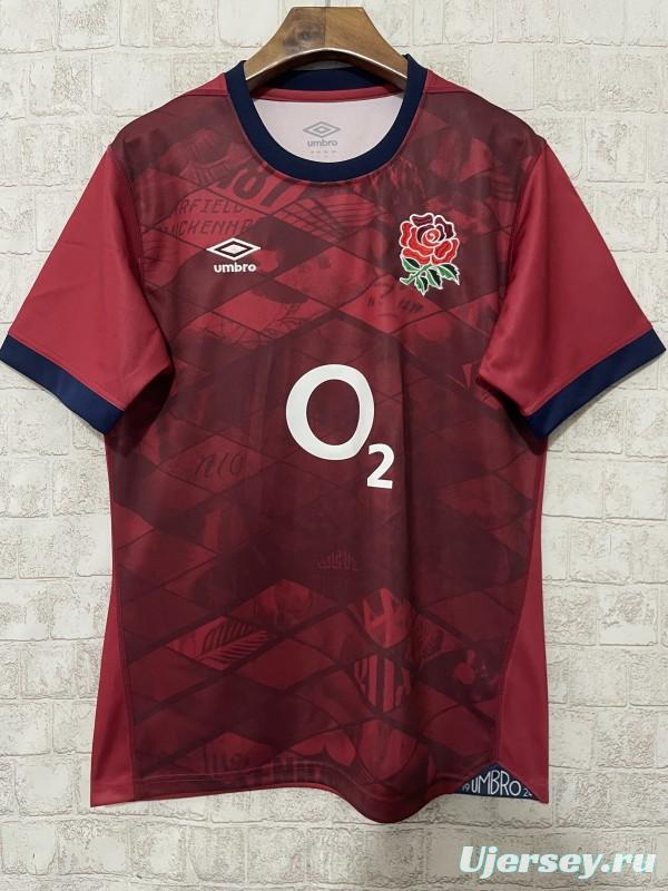 2026 England Burgundy with Geometric Pattern and Heritage Graphics Jersey