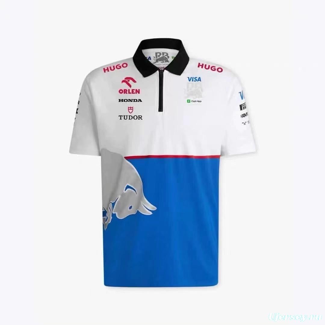 2025 F1 Red Bull Racing White and Blue with Red Bull Logo Jersey
