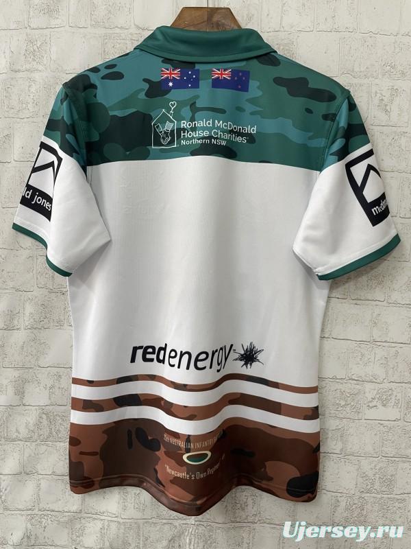 25/26 Newcastle Knights White with Green and Brown Camouflage Jersey