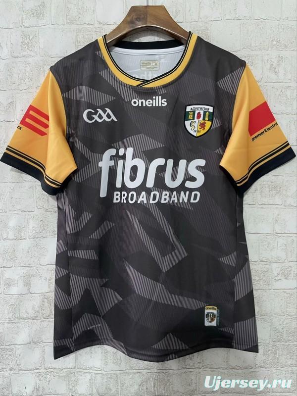 25/26 Antrim GAA Black with Amber and Red Sleeves Jersey