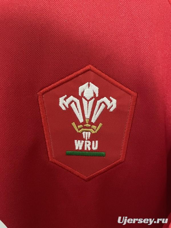 2025 Wales Red with Tonal Wave Pattern Home Jersey