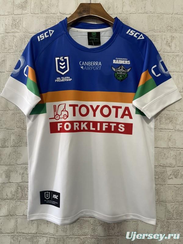25/26 Canberra Raiders White with Blue, Green and Gold Stripes Jersey