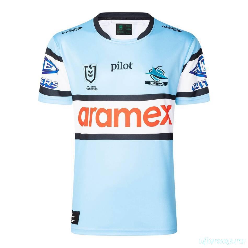 2026 Cronulla Sharks Sky Blue with White Hooped Away Jersey