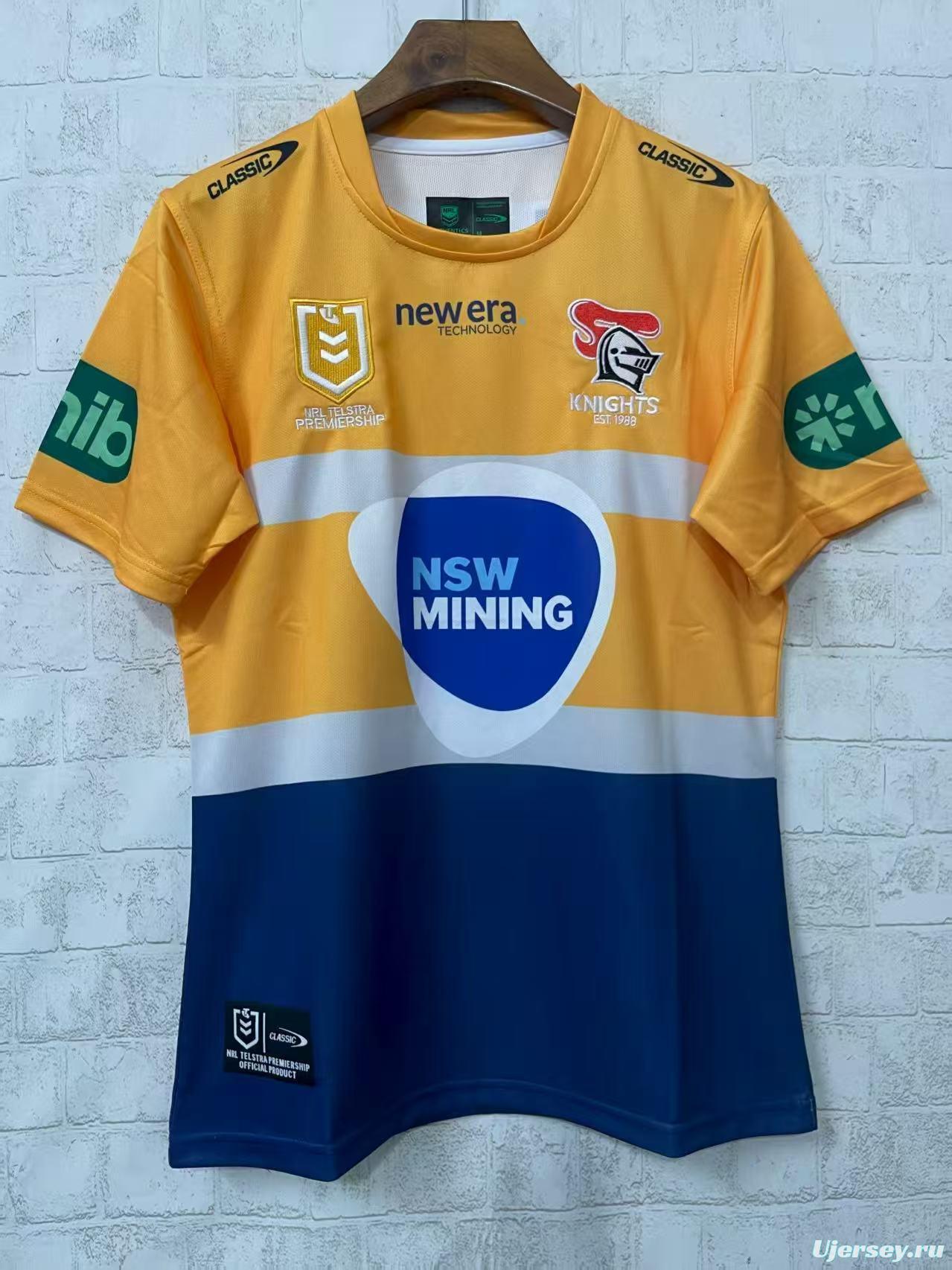 25/26 Newcastle Knights Gold with Navy Stripe Jersey
