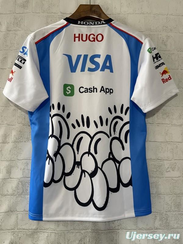 25/26 F1 Racing 92 White with Blue Artistic Cloud Pattern Jersey