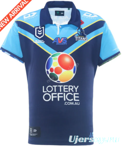 25/26 Gold Coast Titans Navy Blue with Sky Blue and Gold Chevrons Jersey