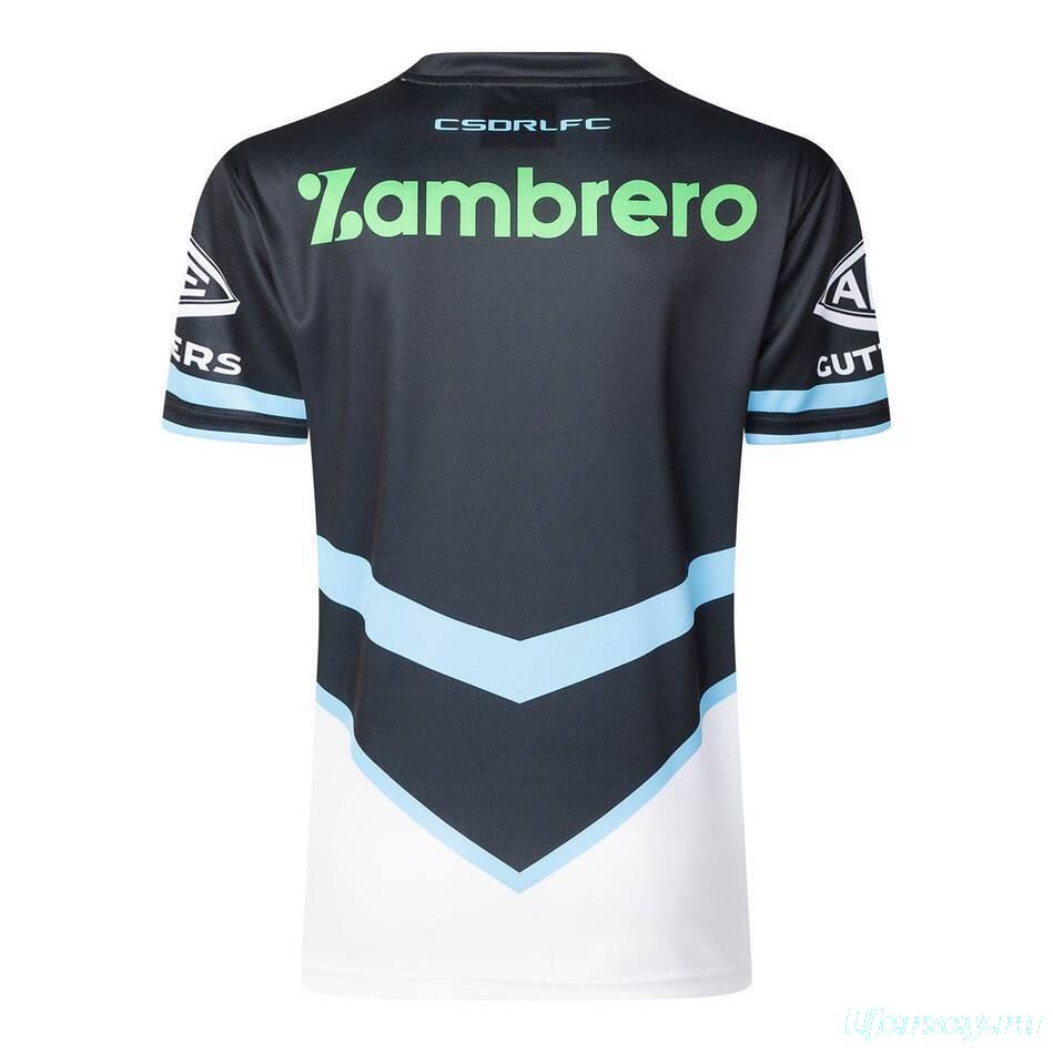 2026 Cronulla Sharks Black with Sky Blue Chevron Home Jersey