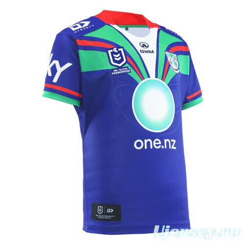 25/26 New Zealand Warriors Navy Blue with Green and Red Diagonal Stripes and Circular Gradient Heritage Jersey