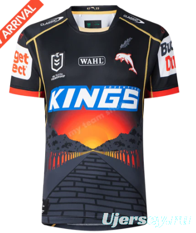25/26 Redcliffe Dolphins Black with Sunset Pyramid Indigenous Jersey