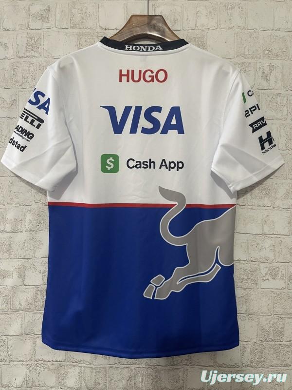 2025 F1 Red Bull Racing White and Blue with Silver Bull Logo Jersey