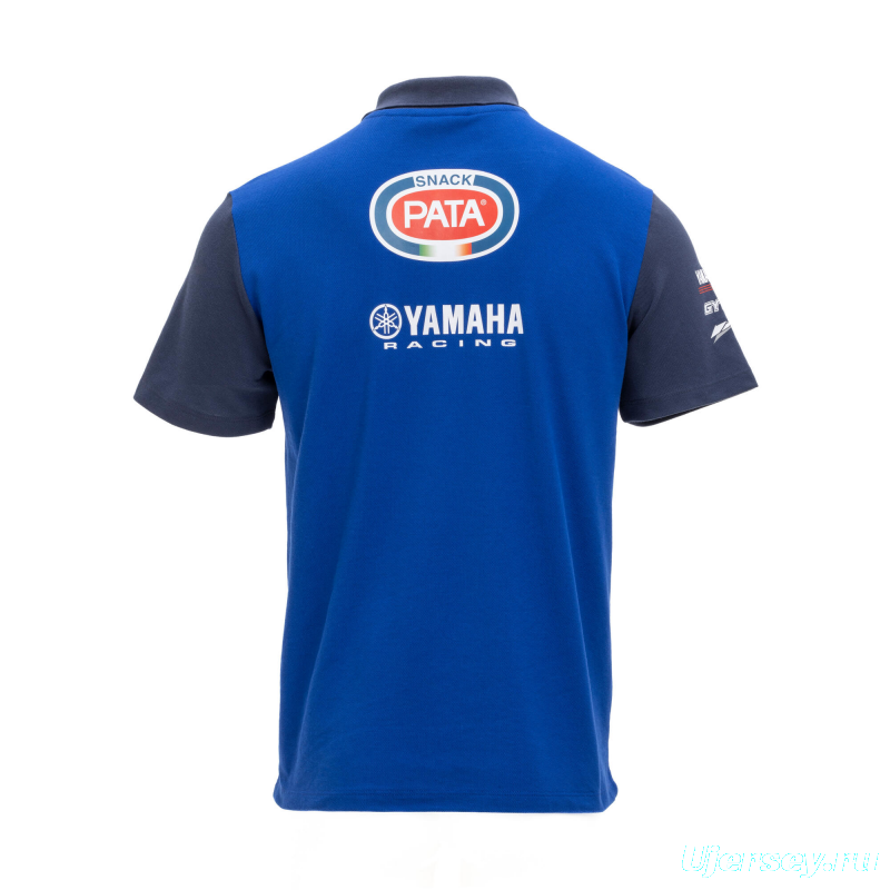 2025 F1 Yamaha Racing Team Blue and Navy Polo Jersey with Multiple Sponsors