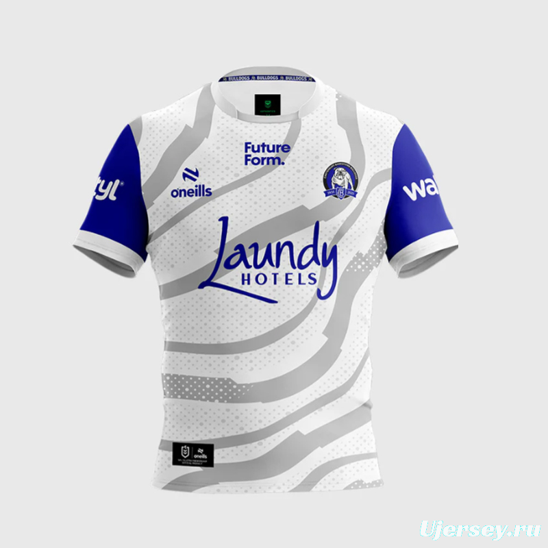 25/26 Canterbury Bankstown Bulldogs Grey with Blue Sleeves and Wave Pattern Jersey
