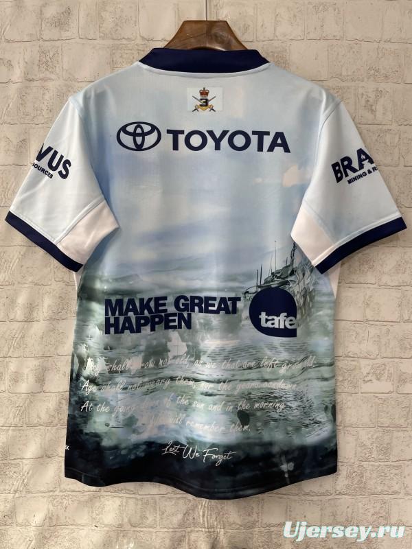 25/26 North Queensland Cowboys White with ANZAC Gallipoli Commemorative Jersey