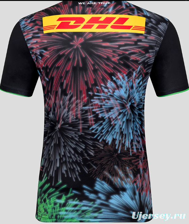 25/26 Harlequins Black with Multicolor Fireworks Pattern Third Jersey