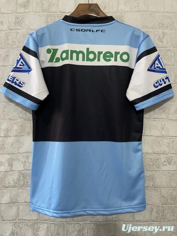 2026 Cronulla Sharks Sky Blue with White Hooped Away Jersey