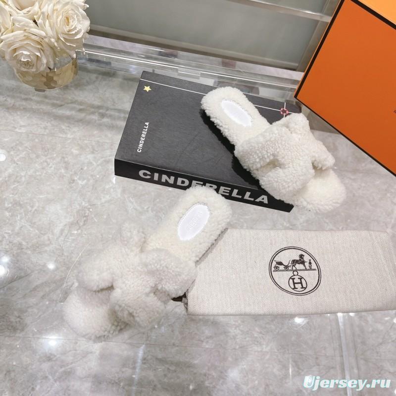 H Teddy Wool H Slippers Flat Sole - LY00240