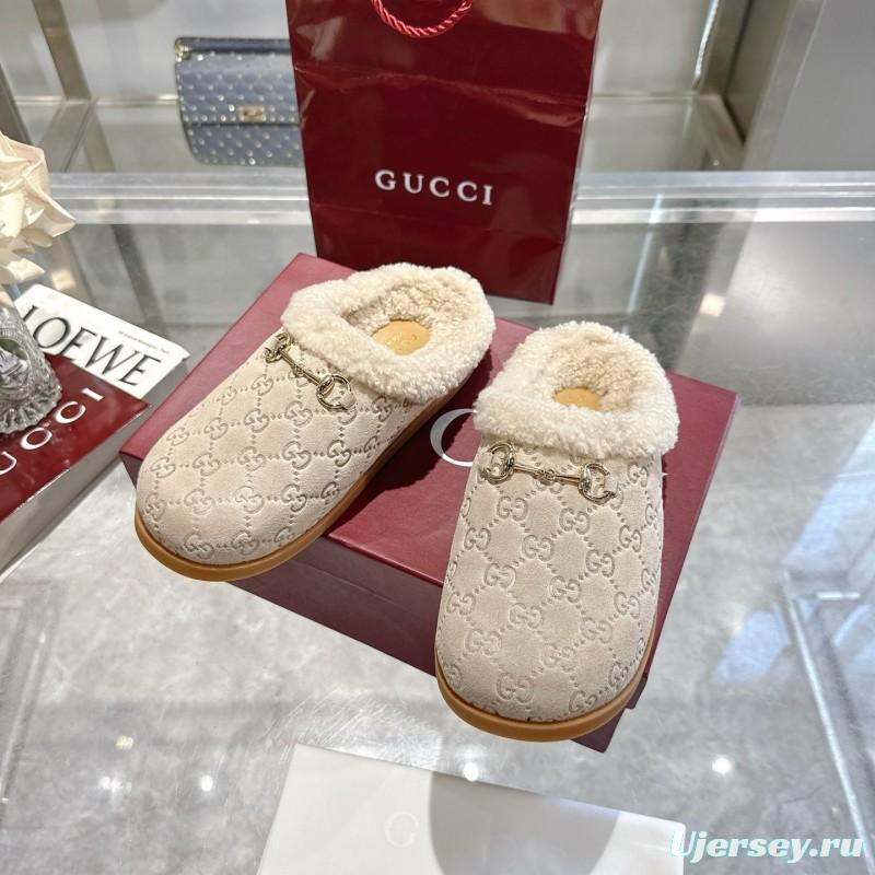 Gucci 2022/SS Women's Suede Leather Horsebit Wool Loafers - LY00260