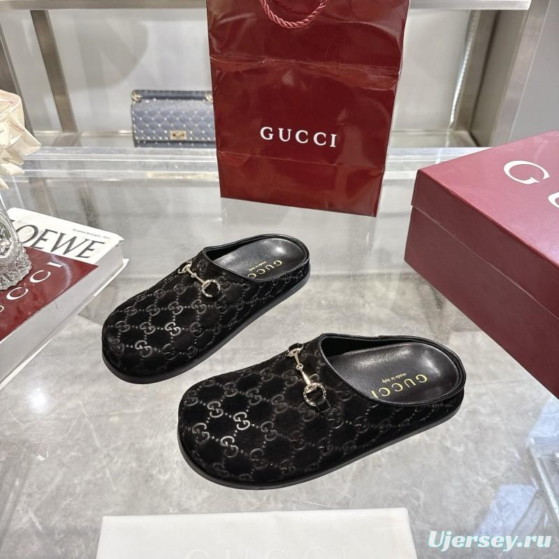 Gucci Camel Suede GG Embossed Horsebit Mule Sandals - LY00240