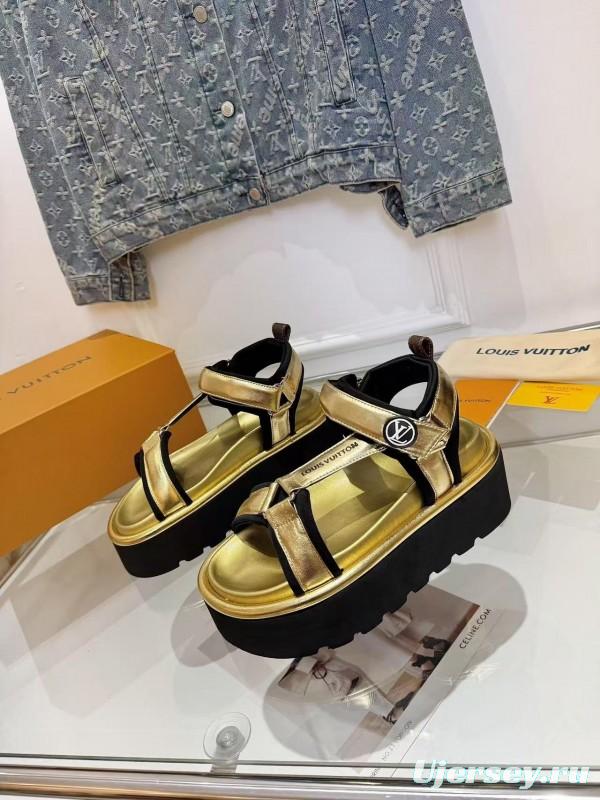 Louis Vuitton 2025/SS Latest High-End Fashion Versatile Sandals with Thick Sole Heightening and Slimming Effect - LY00